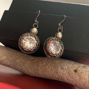 Vintage - Silver, Zirconia & Pearl Earrings